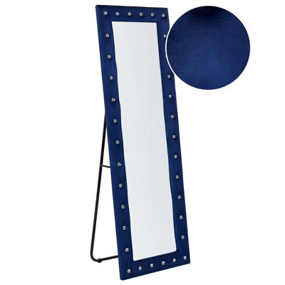 Beliani Standing Mirror Ansouis 150 Cm Velvet Navy Blue - image 1