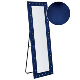 Beliani Standing Mirror Ansouis 150 Cm Velvet Navy Blue - thumbnail 1