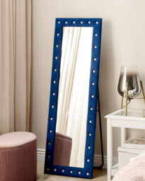 Beliani Standing Mirror Ansouis 150 Cm Velvet Navy Blue - thumbnail 2