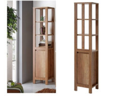 Impact Furniture Bathroom Furniture Set: 600 Sink Vanity, Mirror, Freestanding Storage Cabinet Oak Effect Classic - thumbnail 6