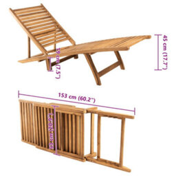 Walplus Sun Lounger  For Beach, Backyard, Garden, Campsite Solid Teak Wood - thumbnail 8