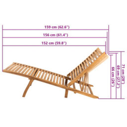 Walplus Sun Lounger  For Beach, Backyard, Garden, Campsite Solid Teak Wood - thumbnail 7