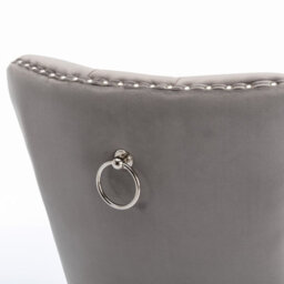 HomeTouch Set Of 2 Grey Velvet Upholstered Dining Chairs With Steel Legs, Wing Back Home Office Bedroom Kitchen Chairs - thumbnail 8