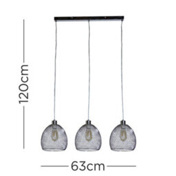 Valuelights Novo 3 Way Brushed Chrome Over Table Ceiling Light Fitting With Suspended Mesh Lightshades - thumbnail 5