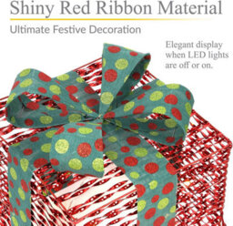 Set Of 3 Christmas Gift Boxes, Light-Up Led, Red And Green Ribbon, Battery Operated - thumbnail 4