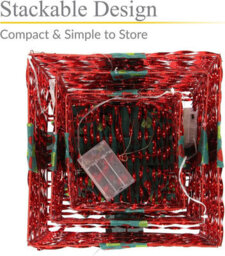 Set Of 3 Christmas Gift Boxes, Light-Up Led, Red And Green Ribbon, Battery Operated - thumbnail 6
