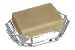 Orsina Clear Glass Soap Dish, Geometric Design Transparent Soap Storage Case,  Compact Soap Tray & Stand For Shower - thumbnail 2