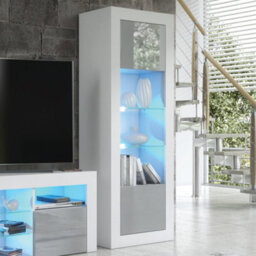 Modern Sideboard Display Cabinet Cupboard Tv Stand Living Room High Gloss Doors - White & Grey - thumbnail 3