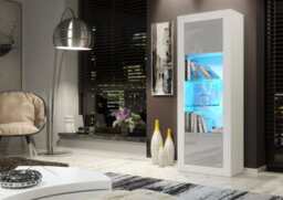 Modern Sideboard Display Cabinet Cupboard Tv Stand Living Room High Gloss Doors - White & Grey - thumbnail 4