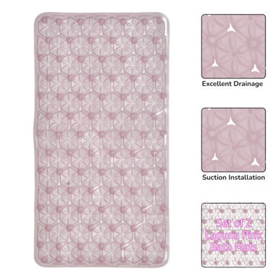 Showerdrape Laguna Anti Slip Pink Pvc Bath Mat 68Cm X 37Cm - 2 Set - image 1