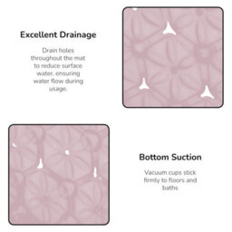 Showerdrape Laguna Anti Slip Pink Pvc Bath Mat 68Cm X 37Cm - 2 Set - thumbnail 2