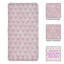 Showerdrape Laguna Anti Slip Pink Pvc Bath Mat 68Cm X 37Cm - 2 Set - thumbnail 1