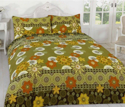 Homes & Linen Printed Reversible Willow Duvet Cover Set With Pillowcases, Floral Quilt Linen Bedding Sets