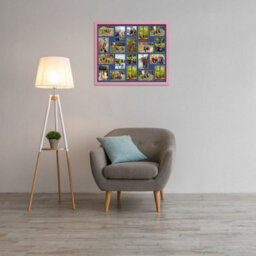AK Frames 80X70Cm Pastel Pink Modern Multi Photo Frame With Blue Mount - Holds 20 Apertures (18X) 6X4, (2X) 4X4 Photos - thumbnail 3