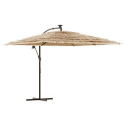 Berkfield Garden Parasol With With Leds And Steel Pole Brown 290X290X238 Cm - thumbnail 2