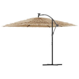 Berkfield Garden Parasol With With Leds And Steel Pole Brown 290X290X238 Cm - thumbnail 6
