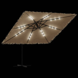 Berkfield Garden Parasol With With Leds And Steel Pole Brown 290X290X238 Cm - thumbnail 9