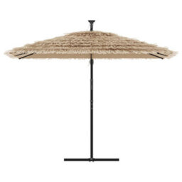 Berkfield Garden Parasol With With Leds And Steel Pole Brown 290X290X238 Cm - thumbnail 4