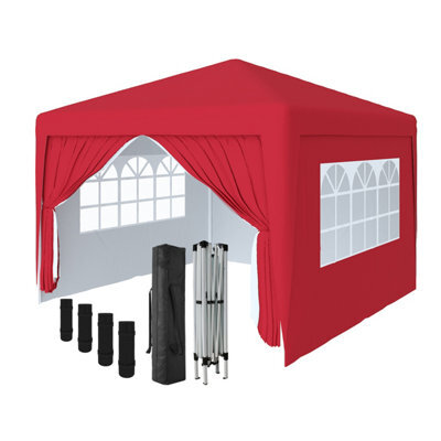 Sundaze Garden Pop Up Gazebo Party Tent Camping Marquee Canopy With 4 Sidewalls Carrying Bag Red 3X3M - image 1