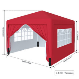 Sundaze Garden Pop Up Gazebo Party Tent Camping Marquee Canopy With 4 Sidewalls Carrying Bag Red 3X3M - thumbnail 2