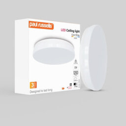 Paul Russells Led Round Panel Modern Ceiling Lights, 12W 1200 Lumens, Ip44, 4000K Cool White, Pack Of 1 - thumbnail 1