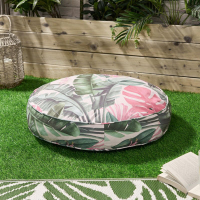 OHS Large Outdoor Cushion Round Decor Garden Filled, Green Tropical - image 1