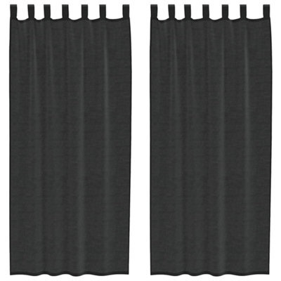 Berkfield Durable Voile Curtains With Tab Top 2 Pcs Black - image 1