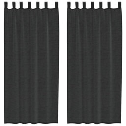 Berkfield Durable Voile Curtains With Tab Top 2 Pcs Black - thumbnail 1