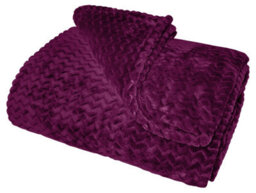 Velosso Cosy Touch Chevron Pattern Faux Mink Throw Blanket - Luxurious Feel, High-Quality Weave For Sofa, Bed - 150Cm X 200Cm - Aubergine