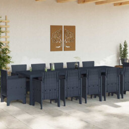 Berkfield Modern Garden Dining Set With Cushions With Cushion 13 Pcs Anthracite - thumbnail 3