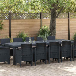 Berkfield Modern Garden Dining Set With Cushions With Cushion 13 Pcs Anthracite - thumbnail 2