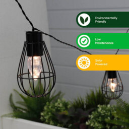 Gardenwize 8 Led Metal Bulb Solar String Lights Decorative Caged Bulb - thumbnail 3