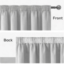 Bedlooms Light Grey Thermal Insulated Blackout Pencil Pleat Short Window Curtain (Pair) 46 X 54 Inches With Tie Backs Two - thumbnail 6