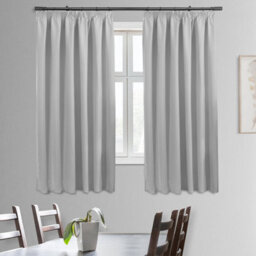 Bedlooms Light Grey Thermal Insulated Blackout Pencil Pleat Short Window Curtain (Pair) 46 X 54 Inches With Tie Backs Two - thumbnail 2