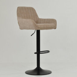 Lakeland Furniture Bronx Fawn Brown Fabric Black Adjustable Base Bar Stool - thumbnail 4