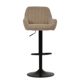Lakeland Furniture Bronx Fawn Brown Fabric Black Adjustable Base Bar Stool
