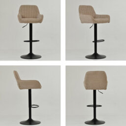 Lakeland Furniture Bronx Fawn Brown Fabric Black Adjustable Base Bar Stool - thumbnail 2