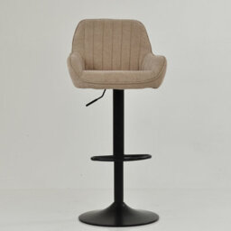Lakeland Furniture Bronx Fawn Brown Fabric Black Adjustable Base Bar Stool - thumbnail 3