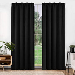Deconovo Super Soft Thermal Insulated Curtains Blackout Curtains Pencil Pleat Curtains For Bedroom Black W55 X L82 Inch 2 Panels - thumbnail 3