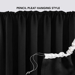 Deconovo Super Soft Thermal Insulated Curtains Blackout Curtains Pencil Pleat Curtains For Bedroom Black W55 X L82 Inch 2 Panels - thumbnail 5