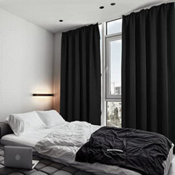 Deconovo Super Soft Thermal Insulated Curtains Blackout Curtains Pencil Pleat Curtains For Bedroom Black W55 X L82 Inch 2 Panels - thumbnail 4