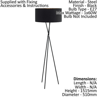 Stylish Black Floor Lamp With Copper Shade And Pedal Switch For E27 Bulb