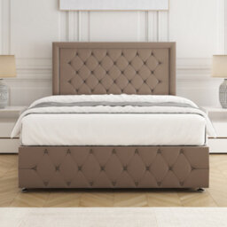 Bsspoke Lena Divan Bed Set Mink Plush Velvet With 24Inch Headboard & Footboard 2 Drawers Same Side & Mattress In All Sizes - thumbnail 2