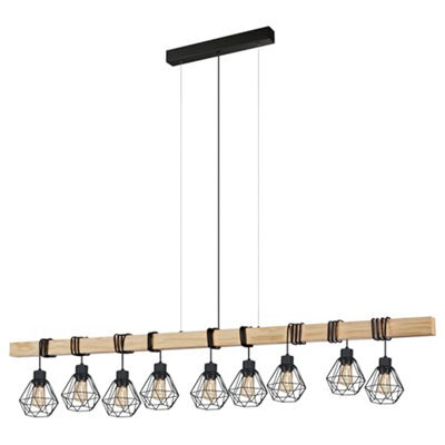 Eglo Pendant Lighting Townshend 5, 9 Light Vintage Hanging Lamp In Industrial Design, Retro Ceiling Made Of Black Metal And