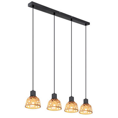 Luminosa Lighting Luminosa Wenna Bar Pendant Ceiling Light Matt Black 4X E27 - image 1