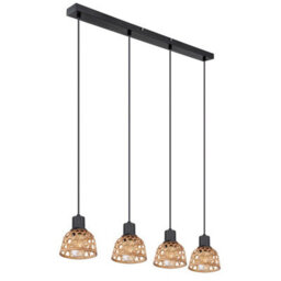 Luminosa Lighting Luminosa Wenna Bar Pendant Ceiling Light Matt Black 4X E27 - thumbnail 2