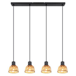 Luminosa Lighting Luminosa Wenna Bar Pendant Ceiling Light Matt Black 4X E27 - thumbnail 3