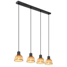 Luminosa Lighting Luminosa Wenna Bar Pendant Ceiling Light Matt Black 4X E27