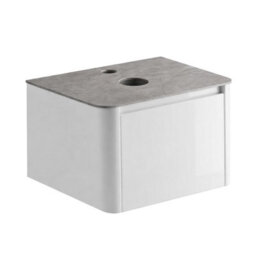 Plum&clay Mayfair Gloss White Wall Hung Bathroom Vanity Unit With Grey Marble Countertop (W)750mm (H)406mm - thumbnail 3
