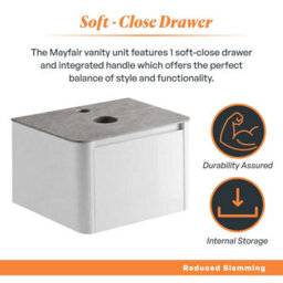 Plum&clay Mayfair Gloss White Wall Hung Bathroom Vanity Unit With Grey Marble Countertop (W)750mm (H)406mm - thumbnail 4